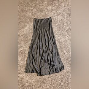 NWT - Long Elegant Charcoal Gray Satin Skirt